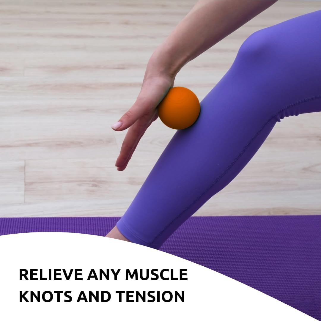Massage Lacrosse Balls for Deep Tissue Relief - Trigger Point Therapy Ball Set for Plantar Fasciitis, Myofascial Release for Back, Shoulder, Foot - Massage Ball Roller - 2 Pack (Blue/Orange)