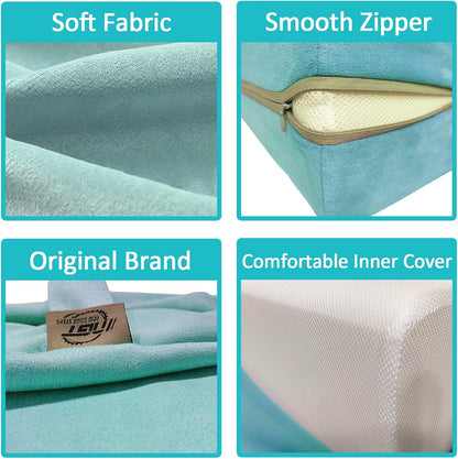 Yoga Bolster Pillow for Meditation and Support - Rectangular Yoga Cushion Foam Wedges Washable Suede Pillowcase for Men and Women with Carry Handles.…