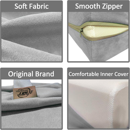 Yoga Bolster Pillow for Meditation and Support - Rectangular Yoga Cushion Foam Wedges Washable Suede Pillowcase for Men and Women with Carry Handles.…