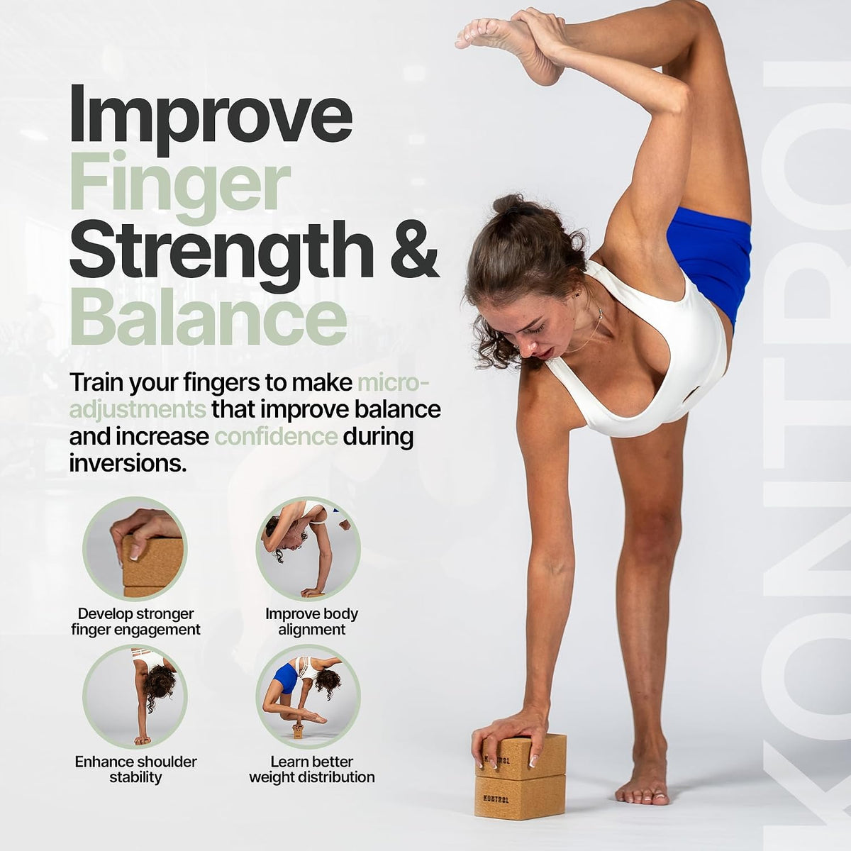 Cork Handstand Blocks 2 Pack, Non Slip Gymnastics & Handstand Blocks | Cork Handstand Blocks 2 Pack, Yoga Handstand Trainer Blocks for Better Finger Control, Balance, Inversions, Calisthenics