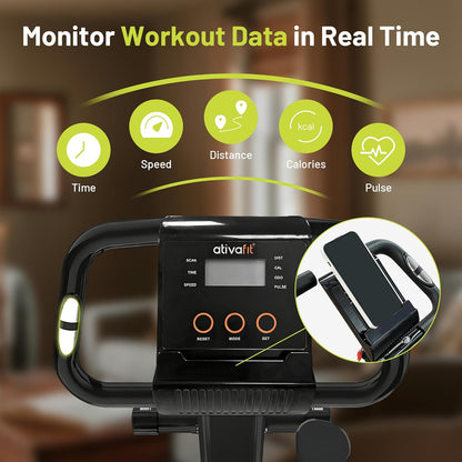 5-in-1 Foldable Exercise Bike for Home, Upright & Recumbent Indoor Bike with 16-Level Magnetic Resistance, Resistance Bands, Quiet Cardio, Adjustable Seat