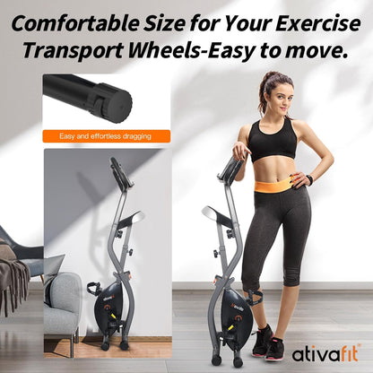 5-in-1 Foldable Exercise Bike for Home, Upright & Recumbent Indoor Bike with 16-Level Magnetic Resistance, Resistance Bands, Quiet Cardio, Adjustable Seat