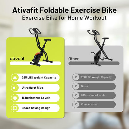 5-in-1 Foldable Exercise Bike for Home, Upright & Recumbent Indoor Bike with 16-Level Magnetic Resistance, Resistance Bands, Quiet Cardio, Adjustable Seat
