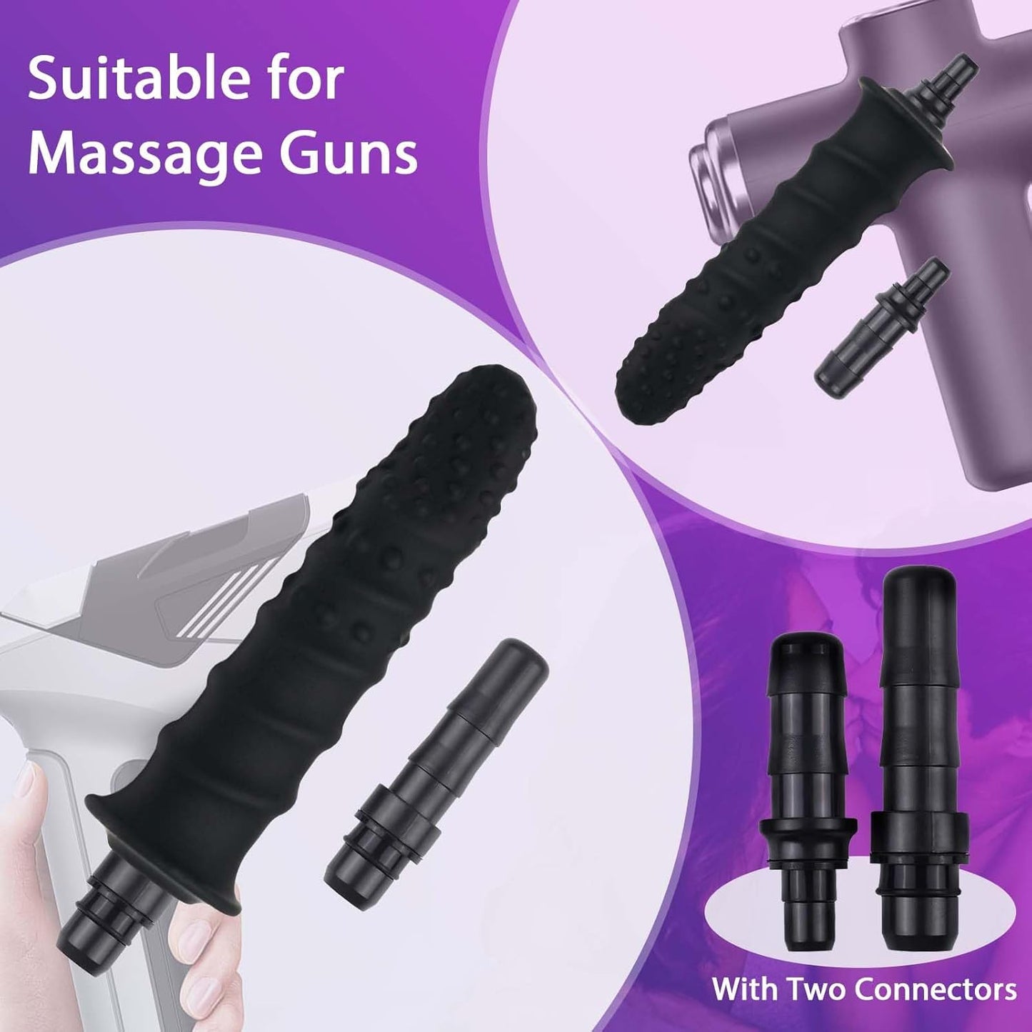 Massage Gun Attachment, Adult Massage Gun Attachments Deep Tissue for Relieve and Stimulation, Black Portable Massage Gun Head Accessories for Handheld Electric Body Muscle Massager
