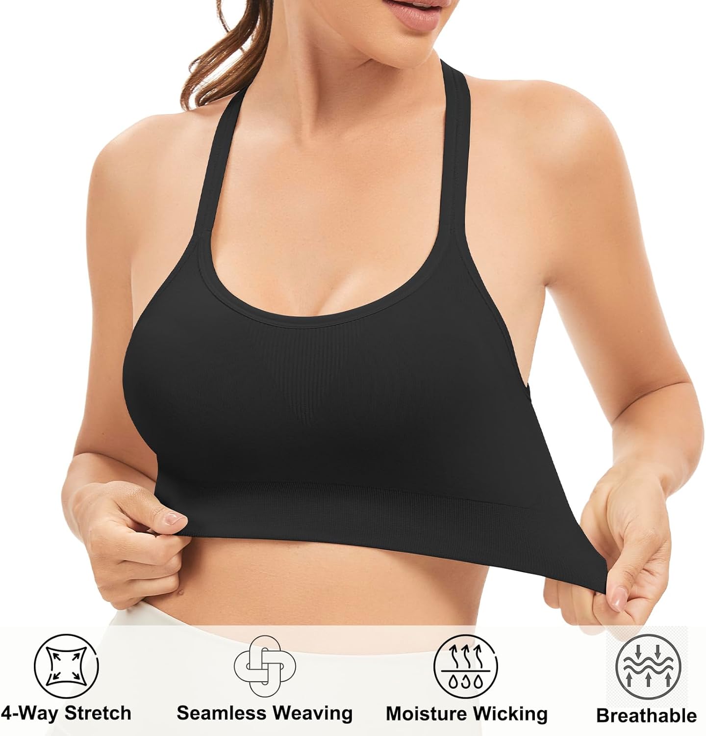 Racerback Sports Bras for Women Unpadded Workout Bralette Seamless Yoga Gym Fitness Top