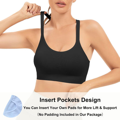 Racerback Sports Bras for Women Unpadded Workout Bralette Seamless Yoga Gym Fitness Top