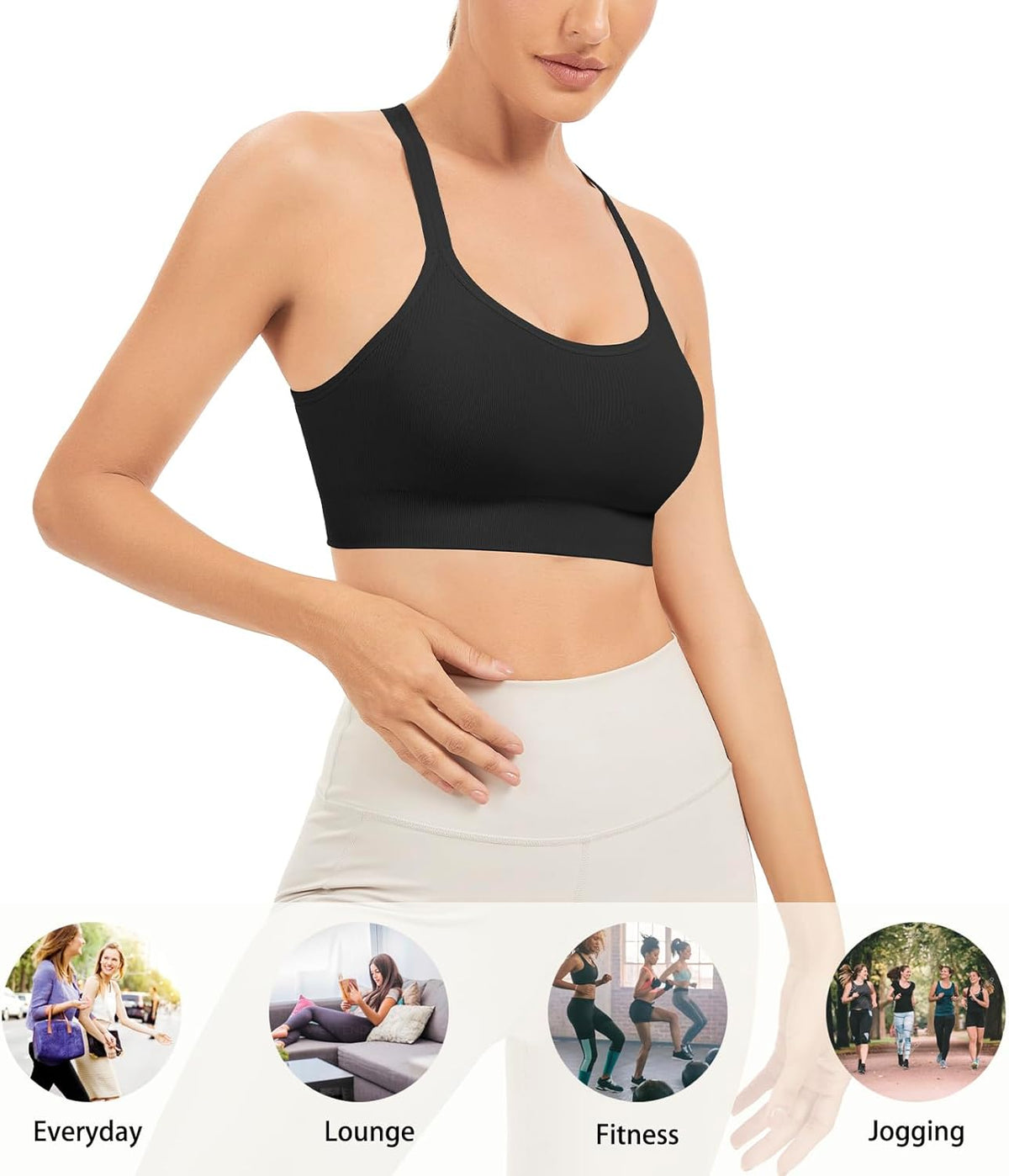 Racerback Sports Bras for Women Unpadded Workout Bralette Seamless Yoga Gym Fitness Top