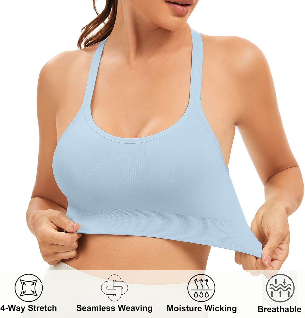 Racerback Sports Bras for Women Unpadded Workout Bralette Seamless Yoga Gym Fitness Top