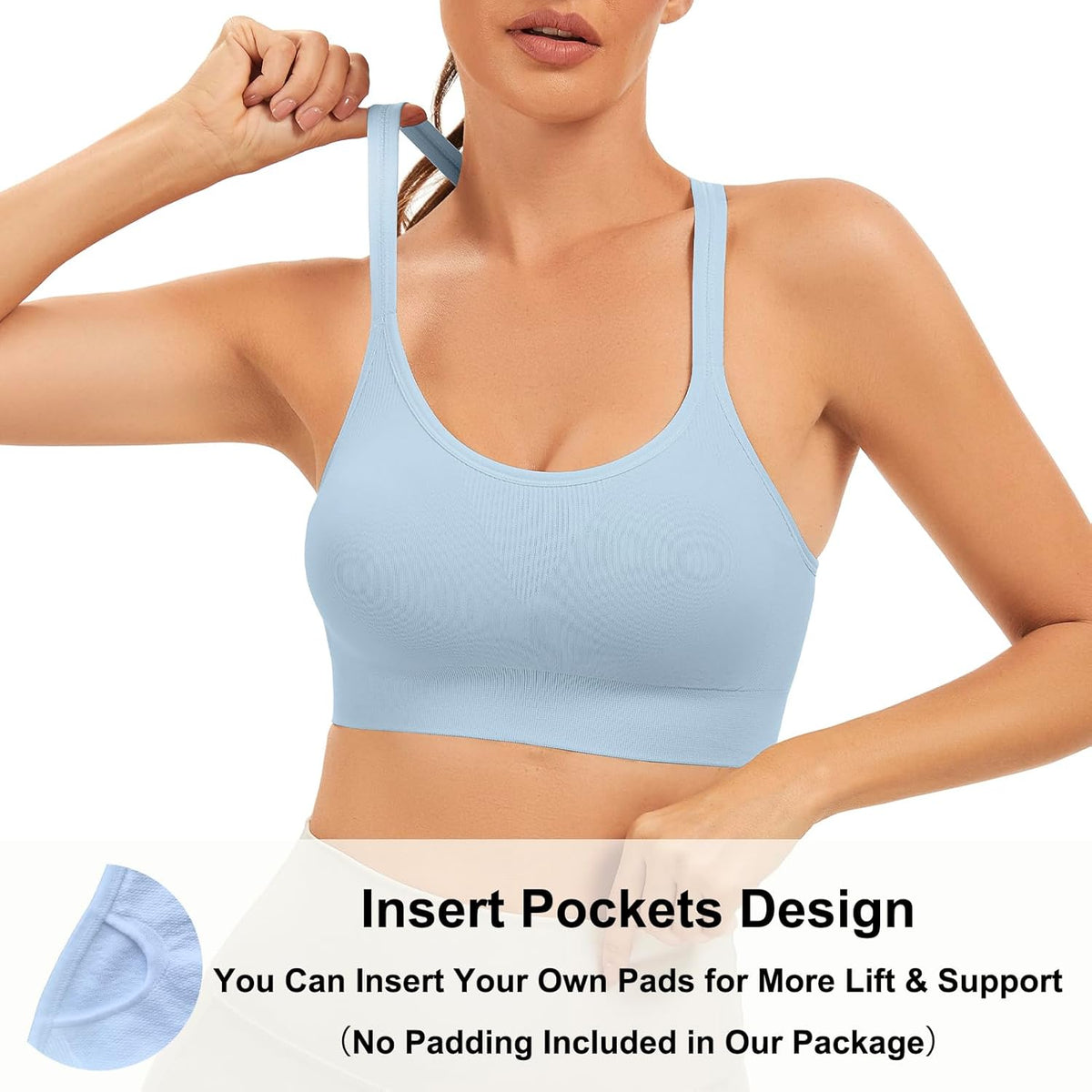 Racerback Sports Bras for Women Unpadded Workout Bralette Seamless Yoga Gym Fitness Top