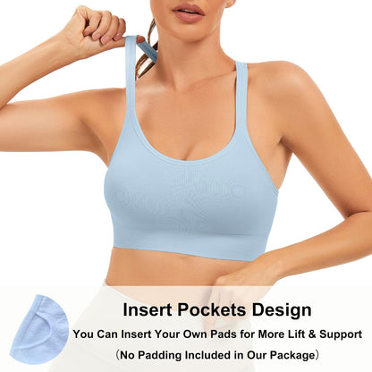 Racerback Sports Bras for Women Unpadded Workout Bralette Seamless Yoga Gym Fitness Top