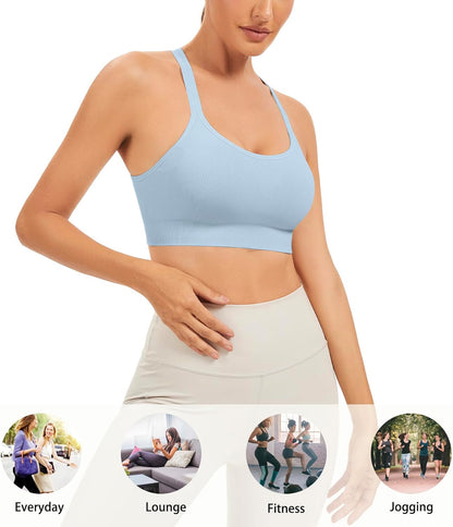 Racerback Sports Bras for Women Unpadded Workout Bralette Seamless Yoga Gym Fitness Top