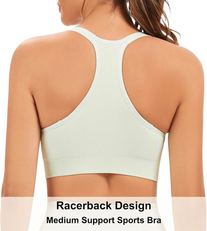 Racerback Sports Bras for Women Unpadded Workout Bralette Seamless Yoga Gym Fitness Top