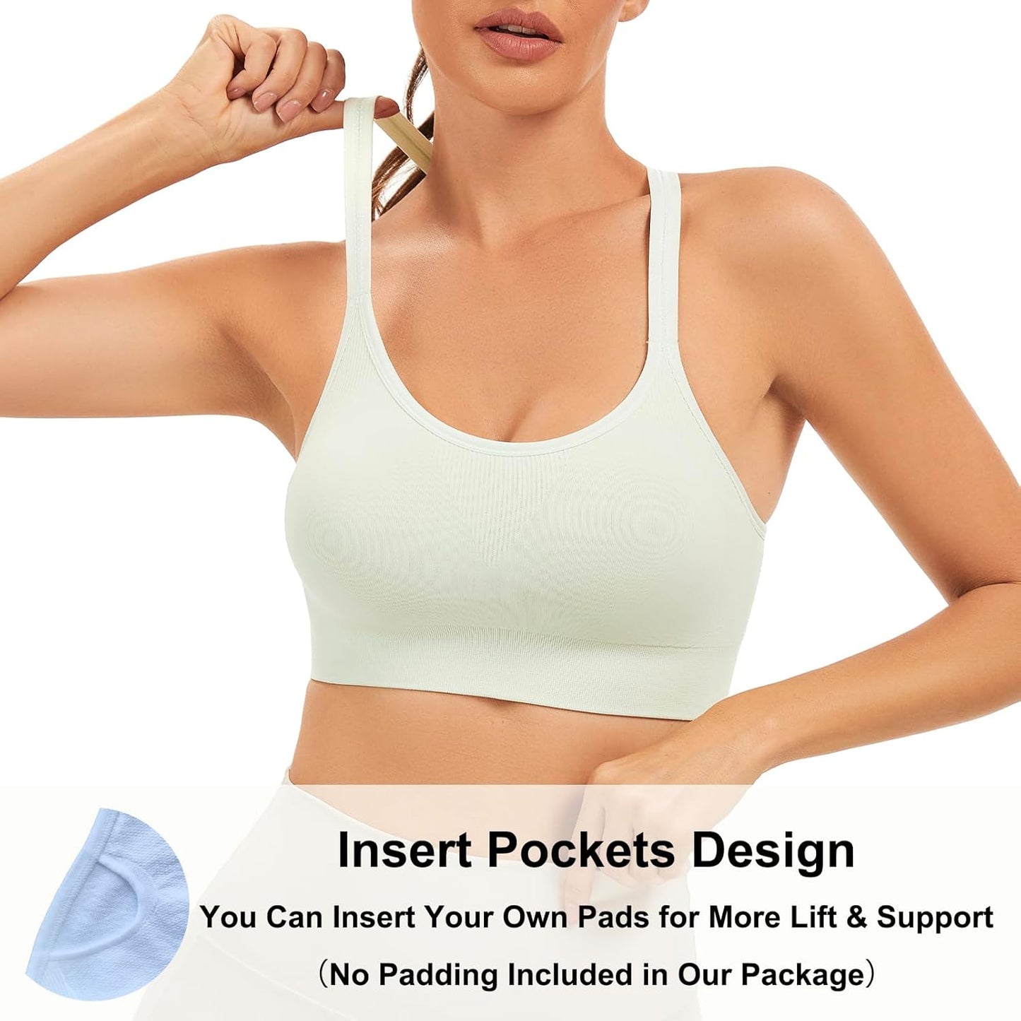 Racerback Sports Bras for Women Unpadded Workout Bralette Seamless Yoga Gym Fitness Top