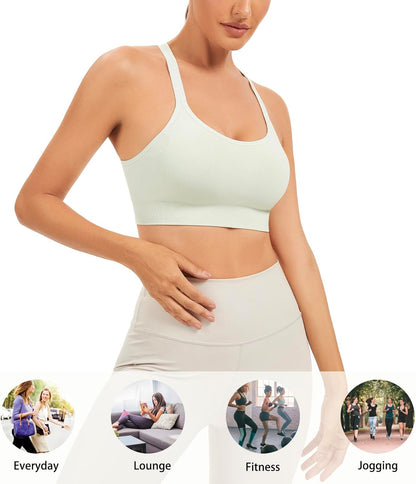 Racerback Sports Bras for Women Unpadded Workout Bralette Seamless Yoga Gym Fitness Top