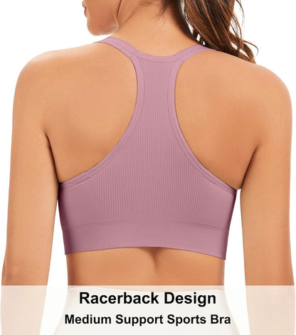 Racerback Sports Bras for Women Unpadded Workout Bralette Seamless Yoga Gym Fitness Top