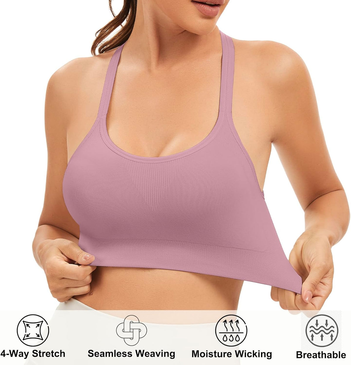 Racerback Sports Bras for Women Unpadded Workout Bralette Seamless Yoga Gym Fitness Top