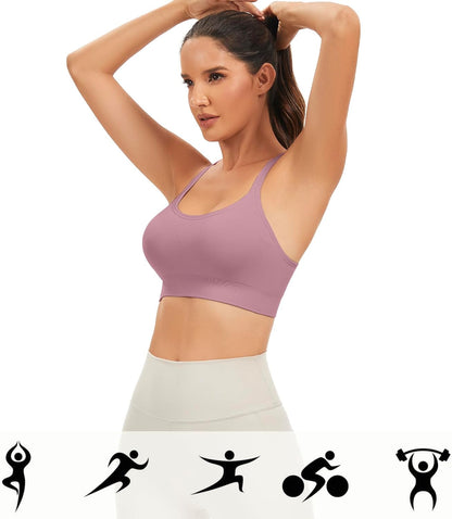 Racerback Sports Bras for Women Unpadded Workout Bralette Seamless Yoga Gym Fitness Top