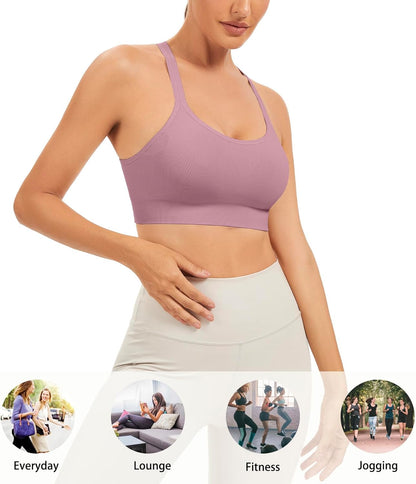 Racerback Sports Bras for Women Unpadded Workout Bralette Seamless Yoga Gym Fitness Top