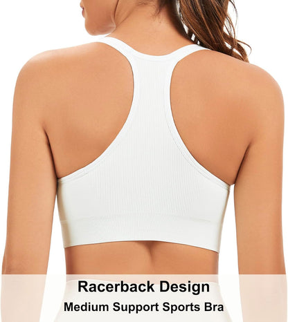 Racerback Sports Bras for Women Unpadded Workout Bralette Seamless Yoga Gym Fitness Top