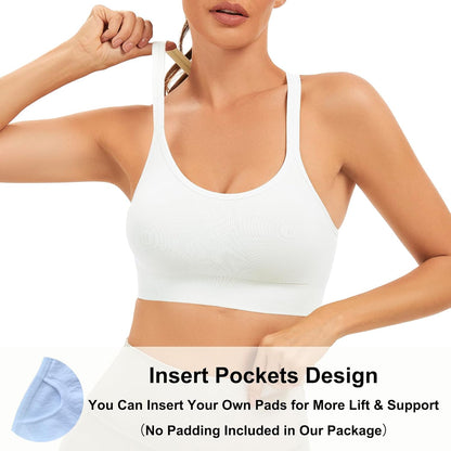 Racerback Sports Bras for Women Unpadded Workout Bralette Seamless Yoga Gym Fitness Top