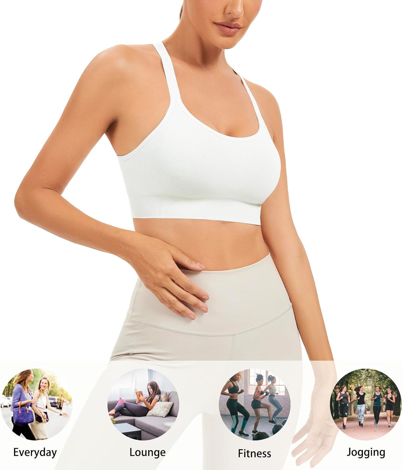 Racerback Sports Bras for Women Unpadded Workout Bralette Seamless Yoga Gym Fitness Top