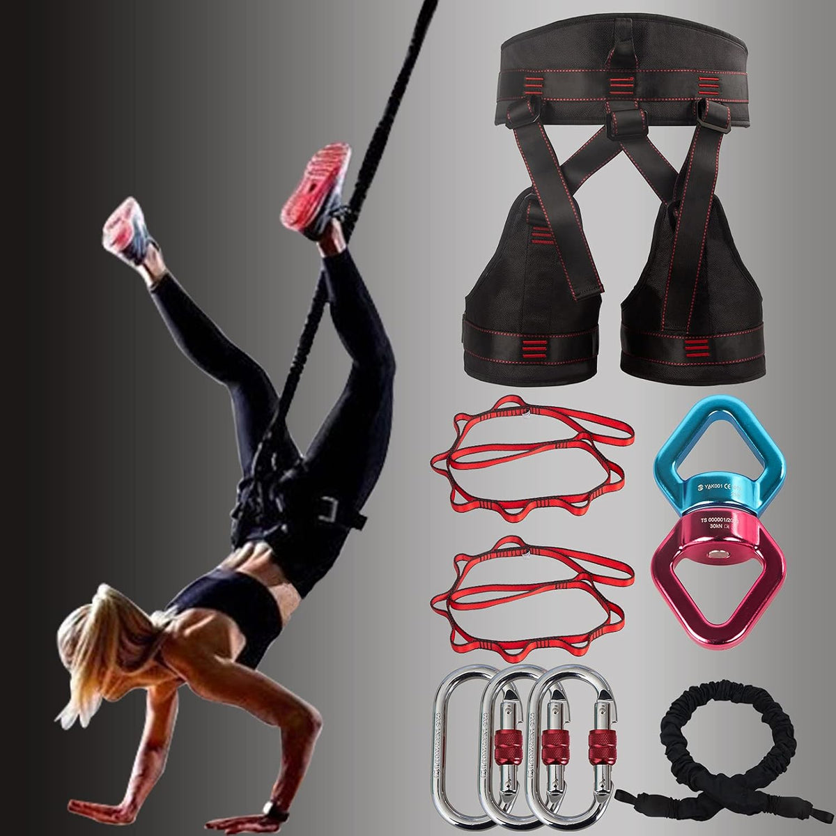 DASKING Natural Latex Resistance Bands Set - 3-Level for Suspension Trainer for Home Gym, Yoga & Recovery (Adjustable Harness, Exercise Guide)
