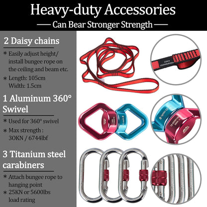 DASKING Natural Latex Resistance Bands Set - 3-Level for Suspension Trainer for Home Gym, Yoga & Recovery (Adjustable Harness, Exercise Guide)