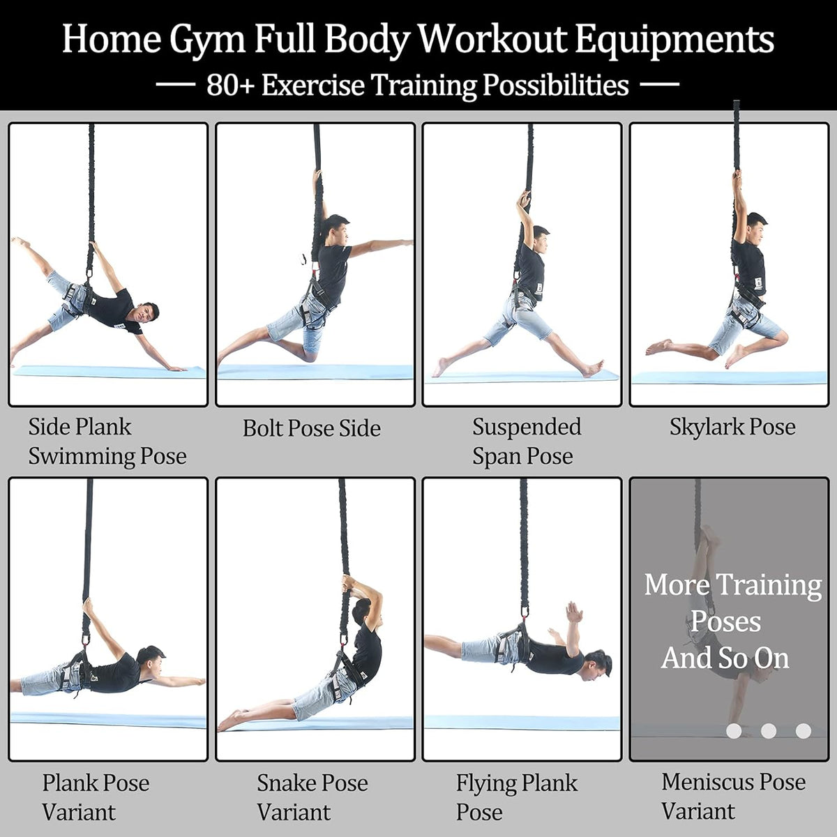 DASKING Natural Latex Resistance Bands Set - 3-Level for Suspension Trainer for Home Gym, Yoga & Recovery (Adjustable Harness, Exercise Guide)