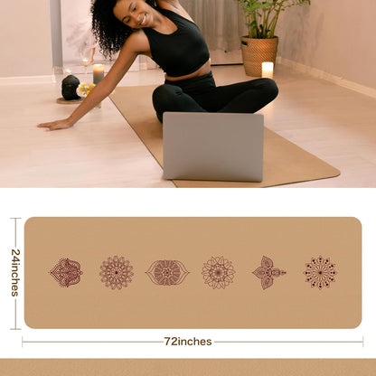 Premium Cork Yoga Mat Non Slip Thick Cork Exercise & Fitness Mat for Yoga, Pilates, & Home Workouts(72" x 24" x 5mm Thick)