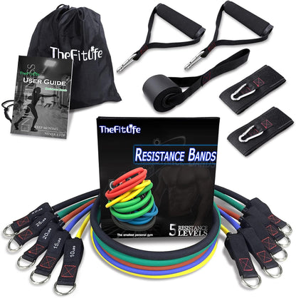 Resistance Bands with Handle Set - for Men and Women, Workout Bands for Strength Exercise, with Handles, Door Anchor & Ankle Straps, for Rehab, Yoga and Fitness