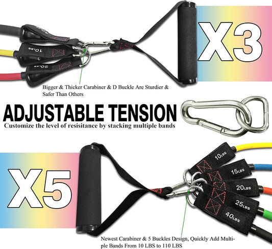 Resistance Bands with Handle Set - for Men and Women, Workout Bands for Strength Exercise, with Handles, Door Anchor & Ankle Straps, for Rehab, Yoga and Fitness