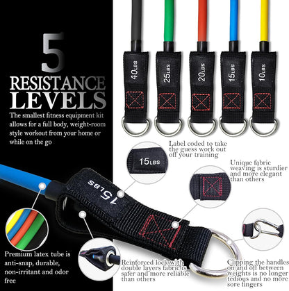 Resistance Bands with Handle Set - for Men and Women, Workout Bands for Strength Exercise, with Handles, Door Anchor & Ankle Straps, for Rehab, Yoga and Fitness