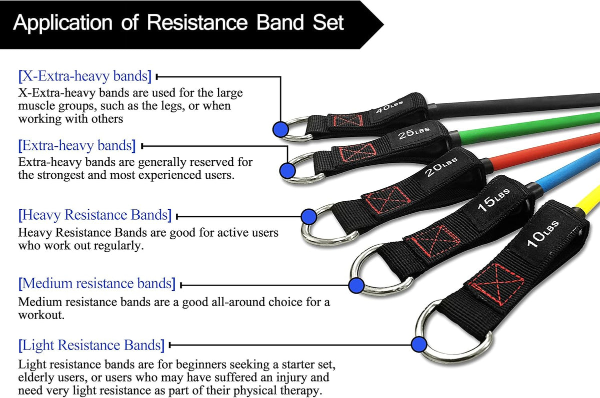 Resistance Bands with Handle Set - for Men and Women, Workout Bands for Strength Exercise, with Handles, Door Anchor & Ankle Straps, for Rehab, Yoga and Fitness