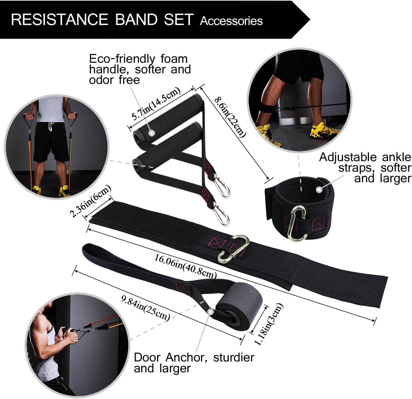 Resistance Bands with Handle Set - for Men and Women, Workout Bands for Strength Exercise, with Handles, Door Anchor & Ankle Straps, for Rehab, Yoga and Fitness