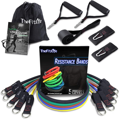 Resistance Bands with Handle Set - for Men and Women, Workout Bands for Strength Exercise, with Handles, Door Anchor & Ankle Straps, for Rehab, Yoga and Fitness