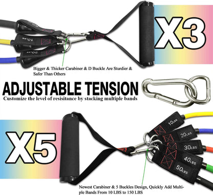 Resistance Bands with Handle Set - for Men and Women, Workout Bands for Strength Exercise, with Handles, Door Anchor & Ankle Straps, for Rehab, Yoga and Fitness