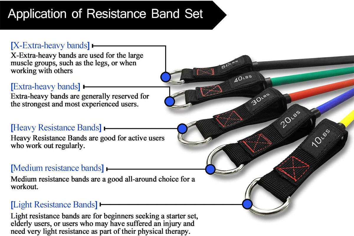 Resistance Bands with Handle Set - for Men and Women, Workout Bands for Strength Exercise, with Handles, Door Anchor & Ankle Straps, for Rehab, Yoga and Fitness