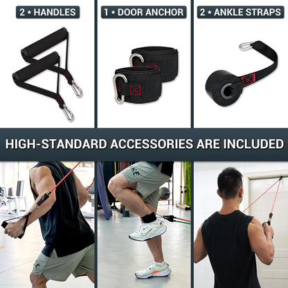 Resistance Bands with Handle Set - for Men and Women, Workout Bands for Strength Exercise, with Handles, Door Anchor & Ankle Straps, for Rehab, Yoga and Fitness