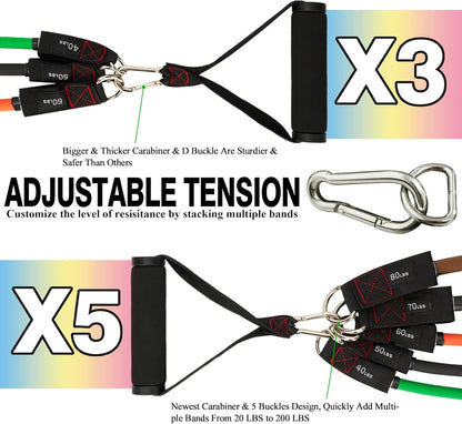 Resistance Bands with Handle Set - for Men and Women, Workout Bands for Strength Exercise, with Handles, Door Anchor & Ankle Straps, for Rehab, Yoga and Fitness