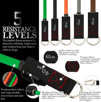 Resistance Bands with Handle Set - for Men and Women, Workout Bands for Strength Exercise, with Handles, Door Anchor & Ankle Straps, for Rehab, Yoga and Fitness