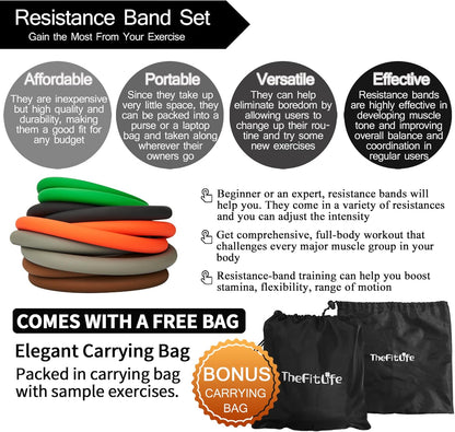 Resistance Bands with Handle Set - for Men and Women, Workout Bands for Strength Exercise, with Handles, Door Anchor & Ankle Straps, for Rehab, Yoga and Fitness