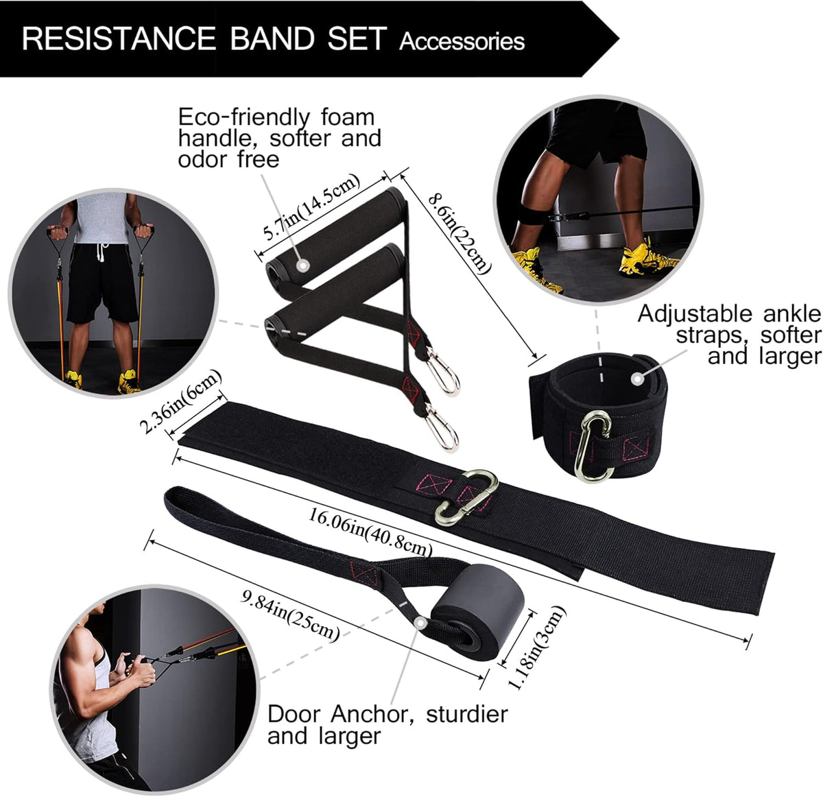 Resistance Bands with Handle Set - for Men and Women, Workout Bands for Strength Exercise, with Handles, Door Anchor & Ankle Straps, for Rehab, Yoga and Fitness