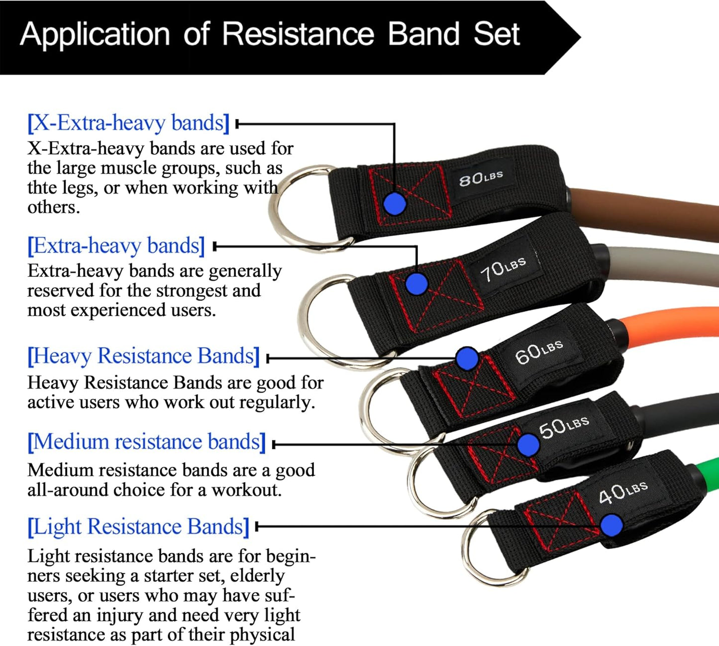 Resistance Bands with Handle Set - for Men and Women, Workout Bands for Strength Exercise, with Handles, Door Anchor & Ankle Straps, for Rehab, Yoga and Fitness
