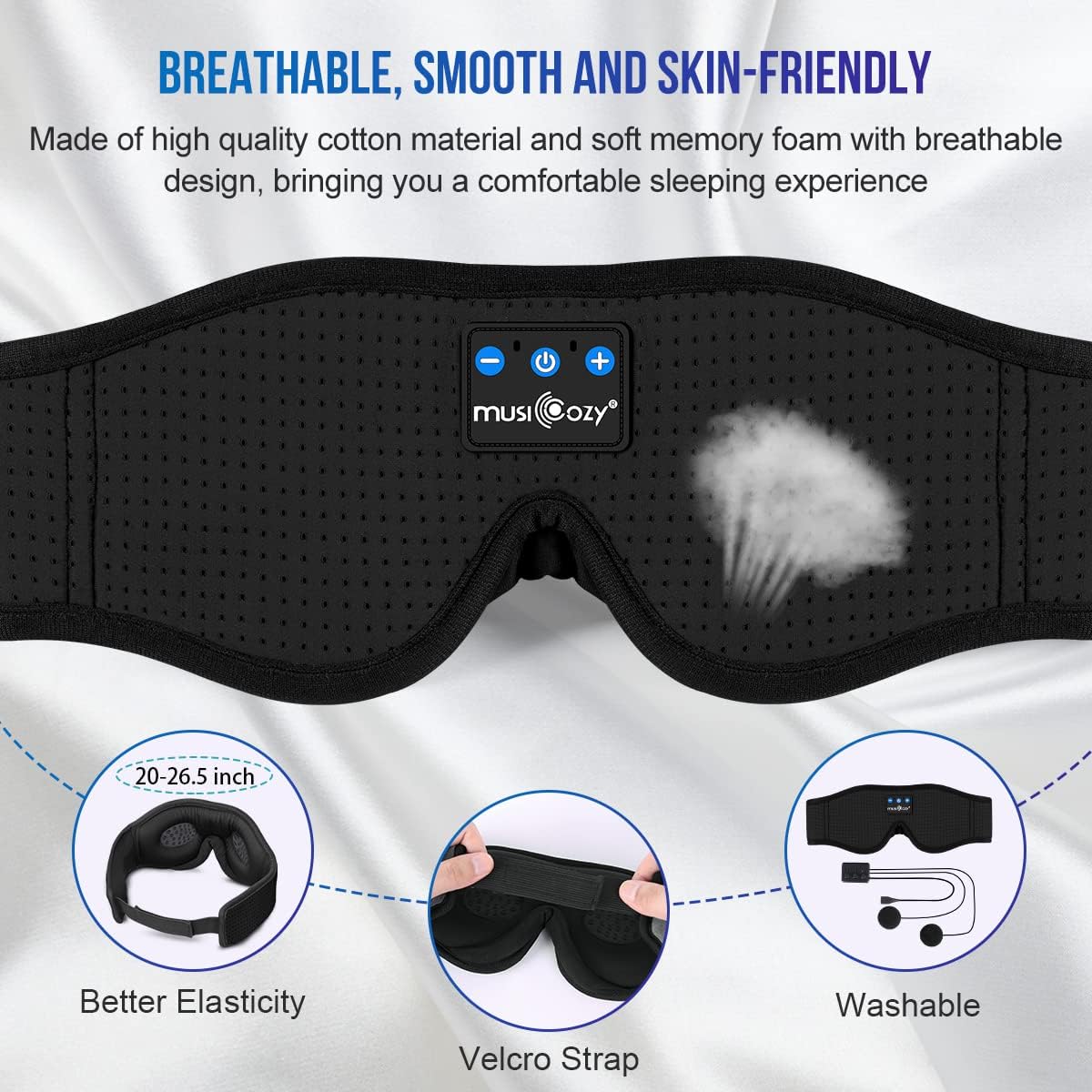 Sleep Headphones Bluetooth 5.4 Sleep Eye Mask with HD Speakers