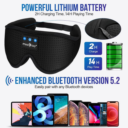 Sleep Headphones Bluetooth 5.4 Sleep Eye Mask with HD Speakers