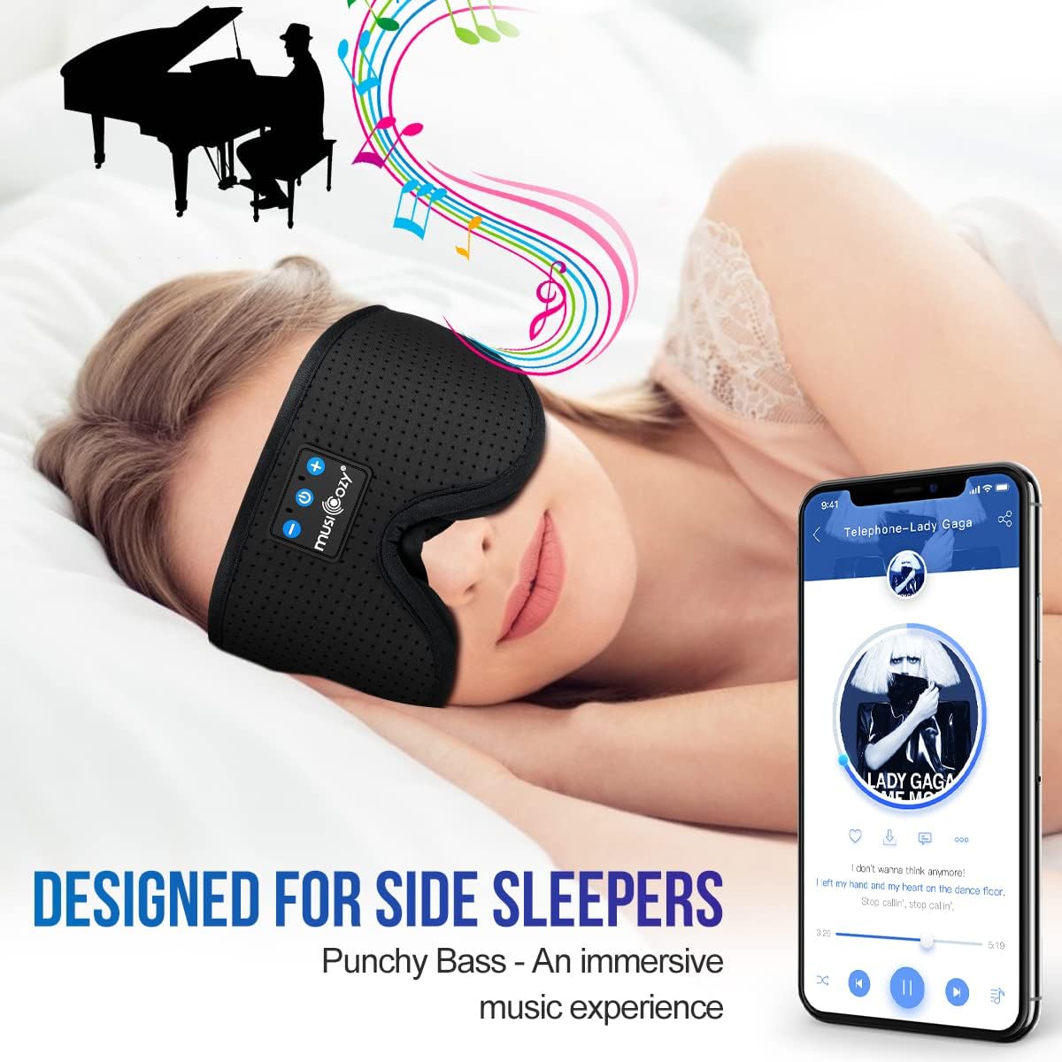Sleep Headphones Bluetooth 5.4 Sleep Eye Mask with HD Speakers