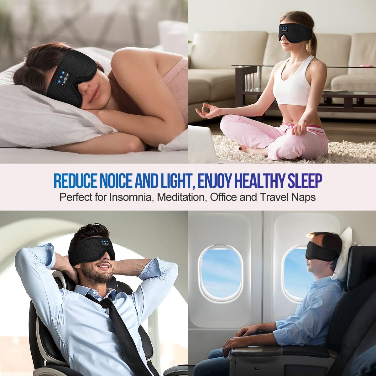 Sleep Headphones Bluetooth 5.4 Sleep Eye Mask with HD Speakers