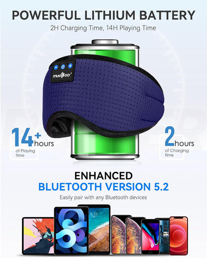 Sleep Headphones Bluetooth 5.4 Sleep Eye Mask with HD Speakers