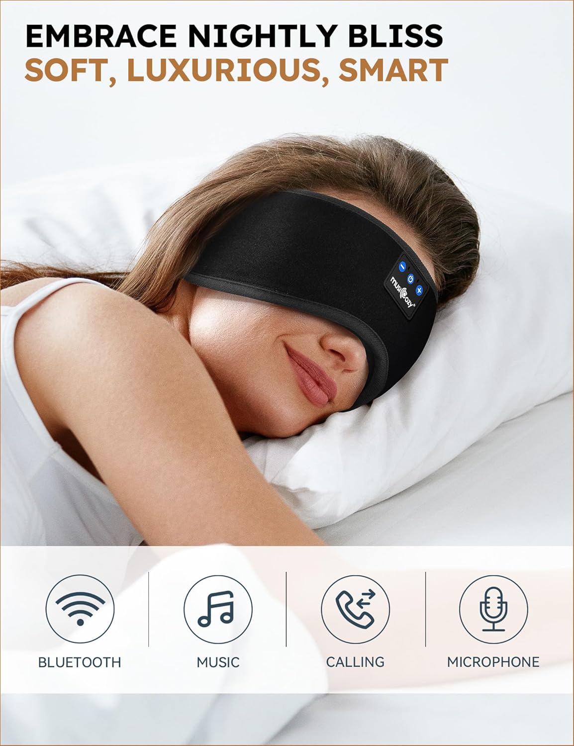 Sleep Headphones Bluetooth 5.4 Sleep Eye Mask with HD Speakers