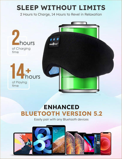 Sleep Headphones Bluetooth 5.4 Sleep Eye Mask with HD Speakers